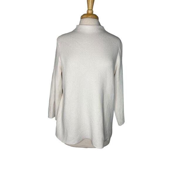 Chico's Sweaters - CHICOS Pale Pink Mock Neck Exposed Zipper Chevron Textured Sweater Size Large 2